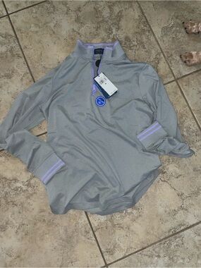RLX Ralph lauren gold Grey Quarter-Zip Pullover with Lavender Trim